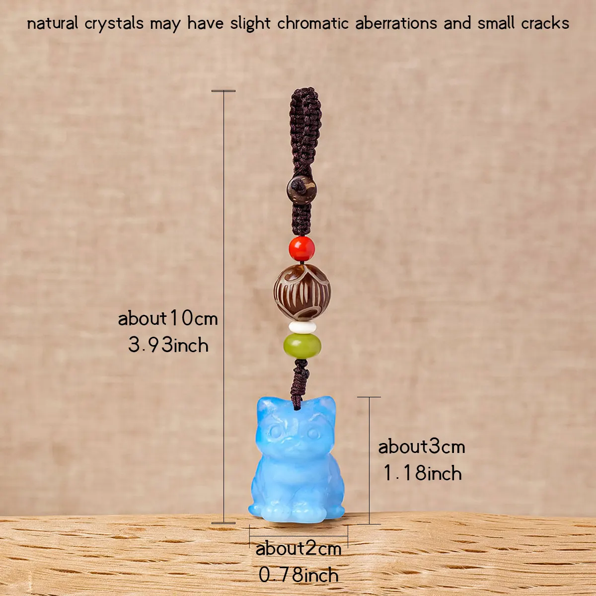 1pc Natural crystal raw stone charm cat pendant Bodhi transfer beads car bag key chain jewelry pendant