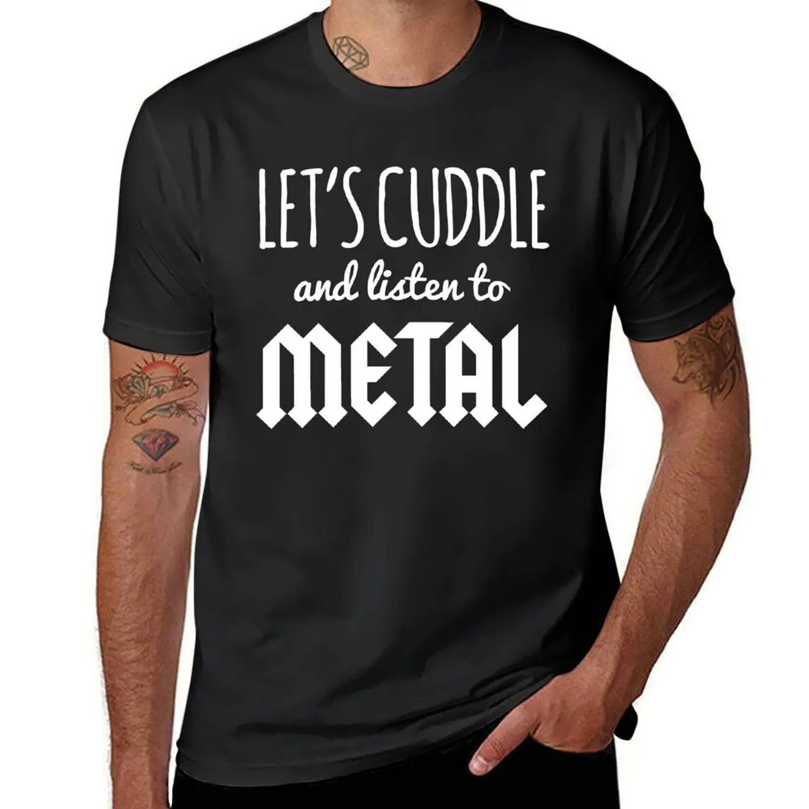 

Cuddle Listen To Metal Music Quote T-Shirt rapper graphic tees Luxury man essential t shirt vintage t shirts outfits for men
