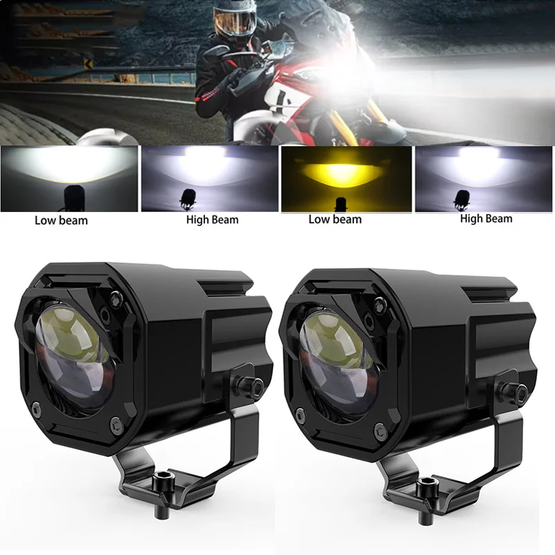 1/2 pcs For Motorcycles Bicycles ATV LED Work Lights Motorcycle 80W LED Spotlight Auxiliary Headlight High/Low Beam Driving Ligh