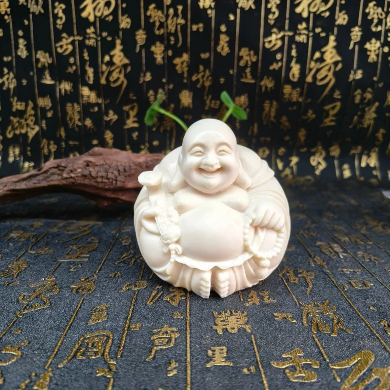 Ivory Fruit Carving Maitreya Buddha Hand Pieces Large Heqi Ornaments Tea Ornaments Office Decorations Crafts Wholesale