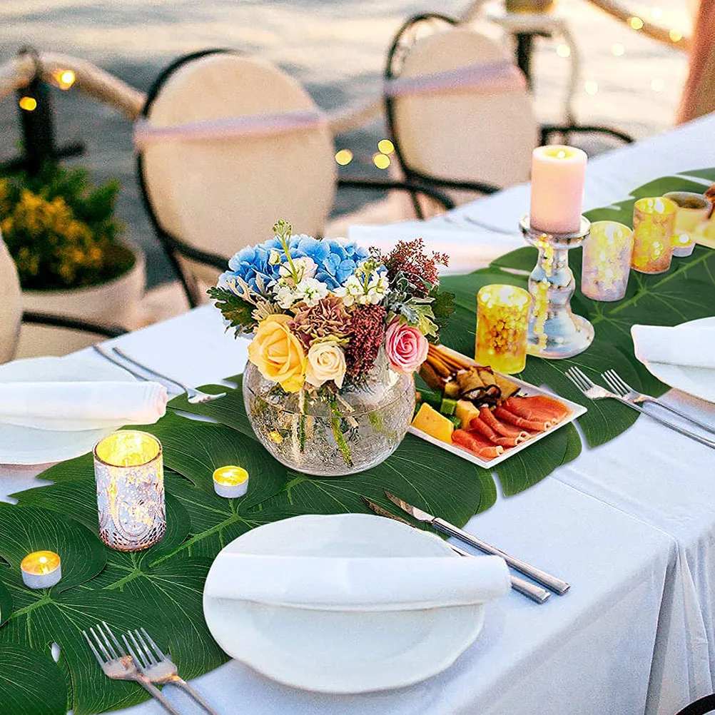 

12Pcs Fake Monstera Leaves Artificial Tropical Leaf Decoration Party Photo Props Hawaiian Theme Home Decor Simulation Leaves