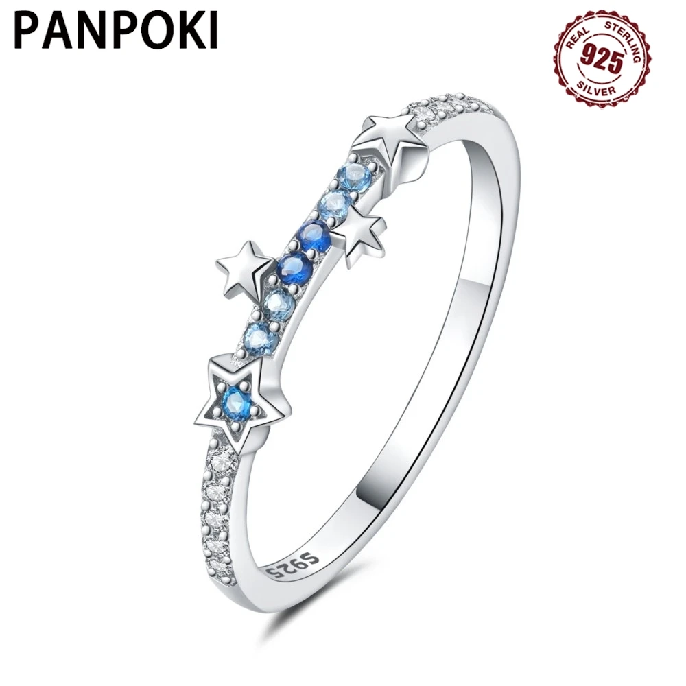 

Закрытое кольцо из стерлингового серебра 925 пробы с градиентом циркона и звездой для женщин, кольцо на палец, индивидуальные украшения, изысканные подарки на день рождения