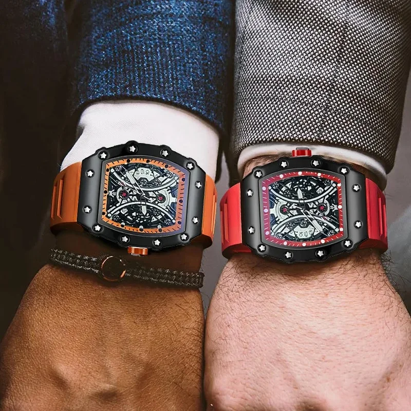 Hollowed Out design Classic Style Quartz Watches Men Luxury Creative Design Waterproof Silicone Rubber Men Male Watch Clock New