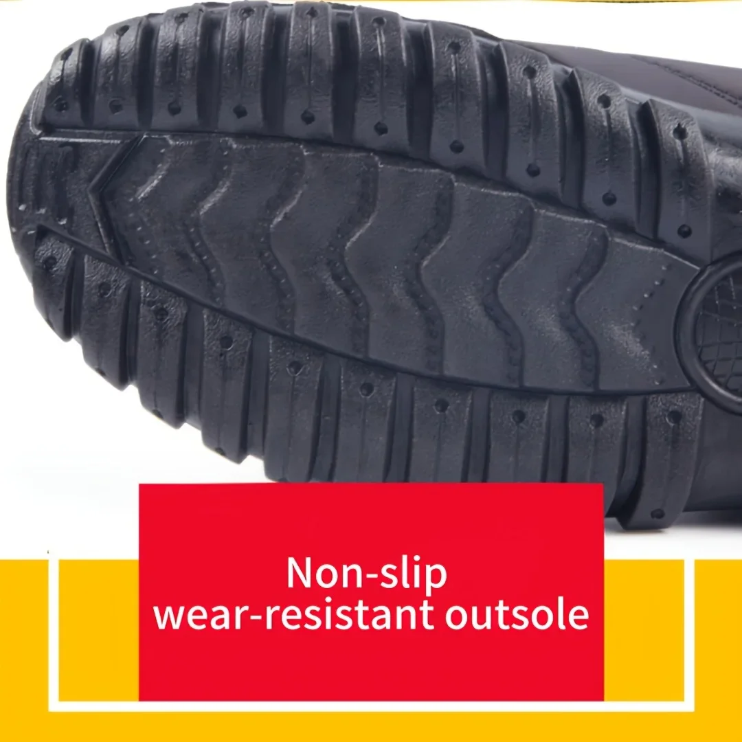Herren Herbst-Winter Schneestiefel mit Seitenreißverschluss, Wasserdicht, Plüsch Gefüttert, Warme Freizeitschuhe aus Baumwolle, Kostenloser Versand – Detail 2