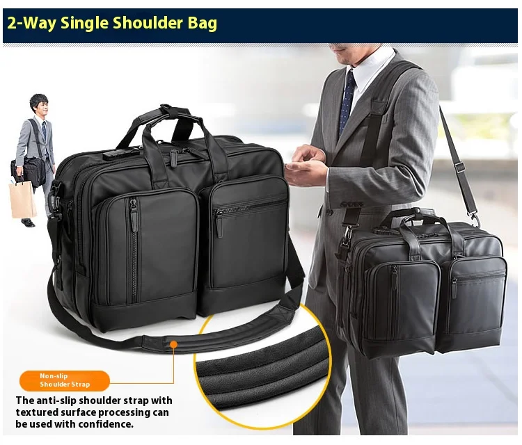 Large Capacitor Bag with Password 3WAY Handheld Double Shoulder Bapa Waterproof Business Nylon Notebook Bag