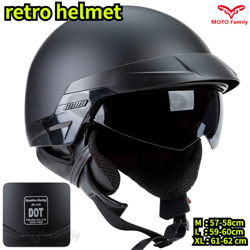 Hot American Retro Motorbike Helmet Cruiser Half Helmets with Sun Visor Quick Release Buckle Casque Moto DOT ECE casco moto