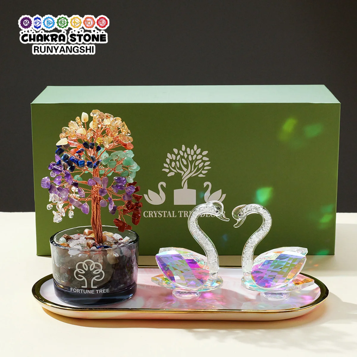 

1PC Natural Amethyst Rose Quartz Swan Figurine Set Bedside Ornament Relaxing Spaces Festive Gift Christmas