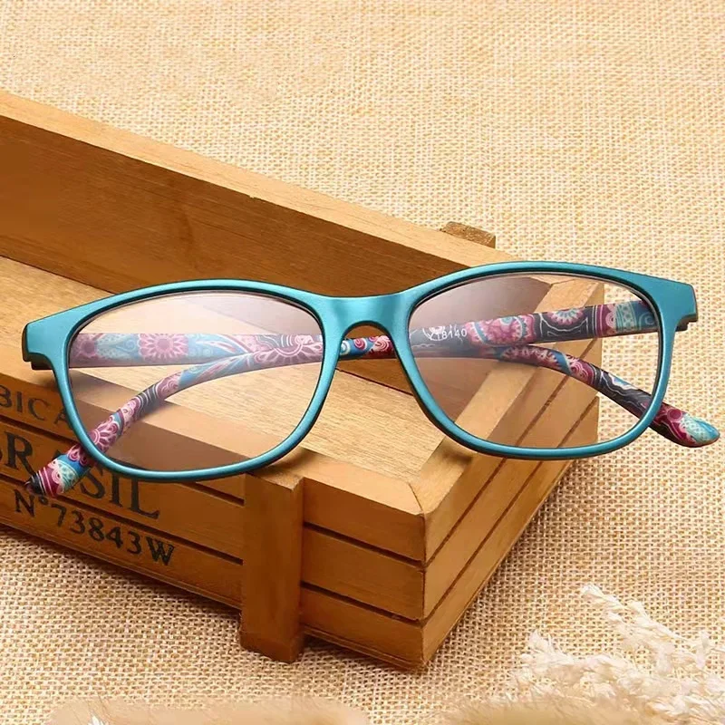 Fashion Women Reading Glasses Flower Print Resin Read Eyeglasses Magnifying Presbyopic Eyewear +1.0~+4.0 Reading Glasses Women