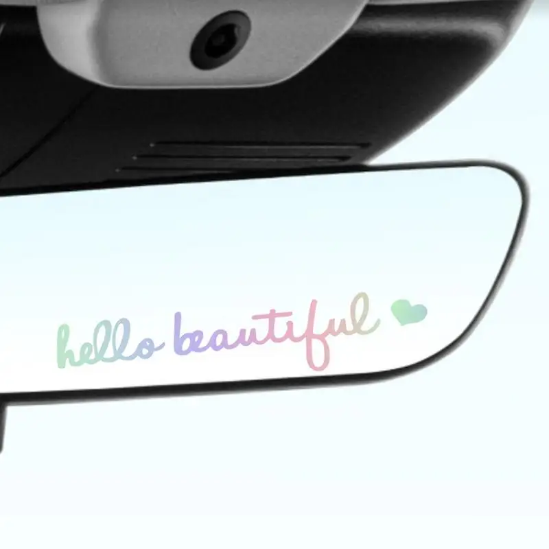 Hello Beautiful Rearview Mirror Decal Waterproof Rear View Mirror Decal Auto Sticker Hello Beautiful Sign Chic Car Decal