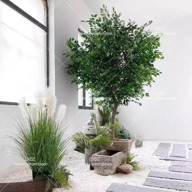 Large Artificial Banyan Tree Fake Wishing Tree Bionic Green Plant Decoration for Hotel Indoor Outdoor Landscaping Wedding