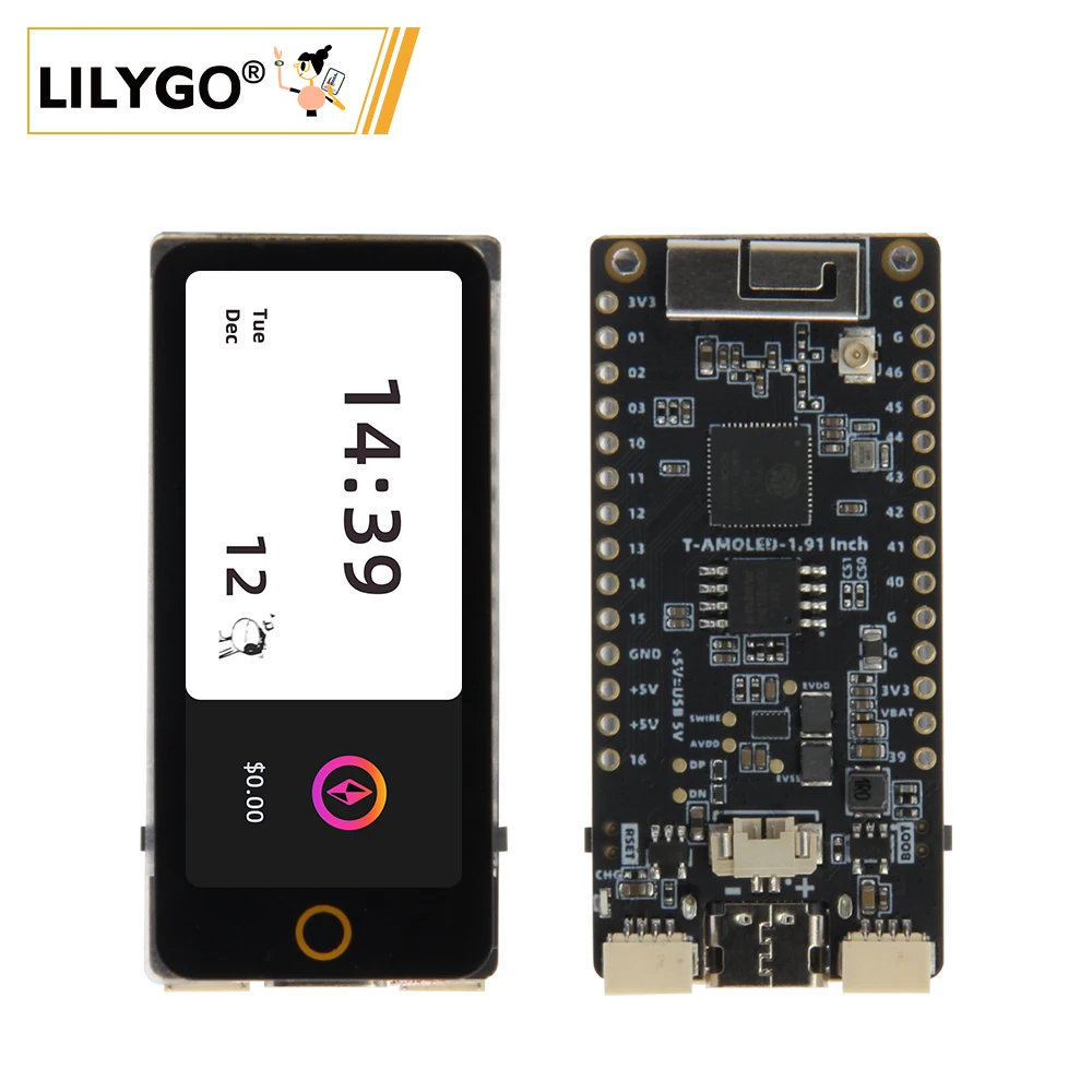 LILYGO® T-Display-S3 AMOLED, 1.91 дюйма, RM67162, AMOLED дисплей, макетная плата OLED, Wi-Fi, Bluetooth, беспроводной модуль