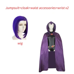 Cartoon Anime Teen Titans Raven Cosplay Costumes Sexy Women Jumpsuits Cloak Belt Set Halloween Party Cosplays Clothing Suits