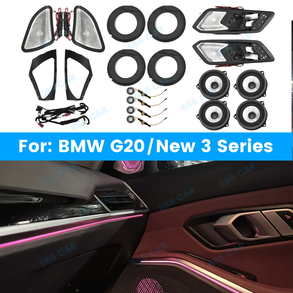 11 Colors LED Speaker Cover For BMW G20 New 3 Series Car Midrange Tweeter HiFi Music Stereo Horn Ambient Light RGB Decorate Lamp