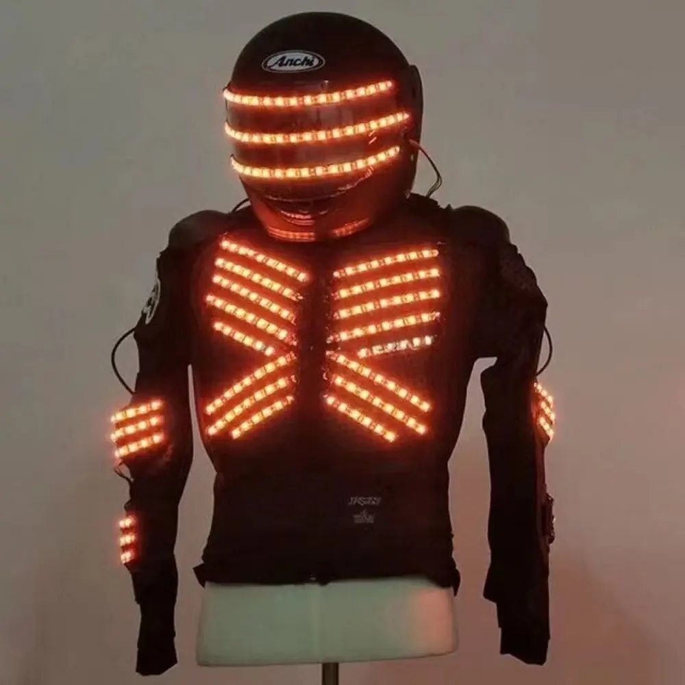 

RGB Led Luminous Armor Set Helmet Nightclub Bar Stage Performance Led Light Up Dance Robot Suit Clothes Illuminated Costume