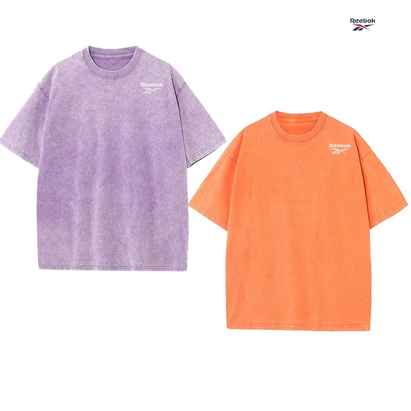 Reebok Brand Retro Round-Neck Short-Sleeve Sporty Fashion T-Shirt, 2-Piece Set, Available in Various Colors. Versatile Unisex De view 5