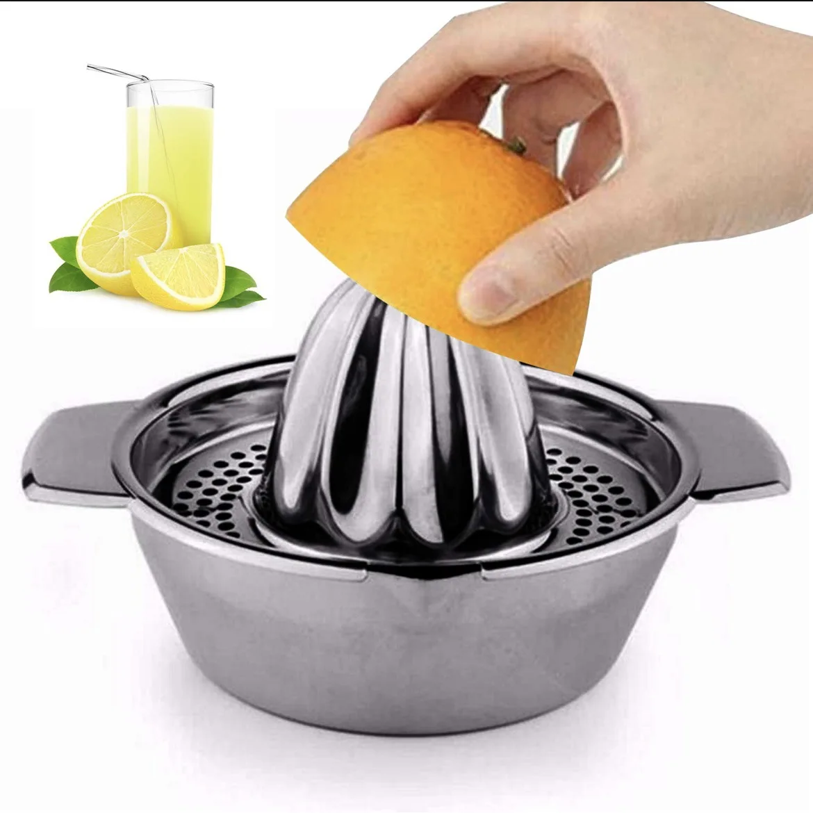 

Portable Lemon Orange Manual Fruit Juicer 304 Stainless Steel Kitchen Accessories Tools Citrus Raw Hand Pressed Juice Maker