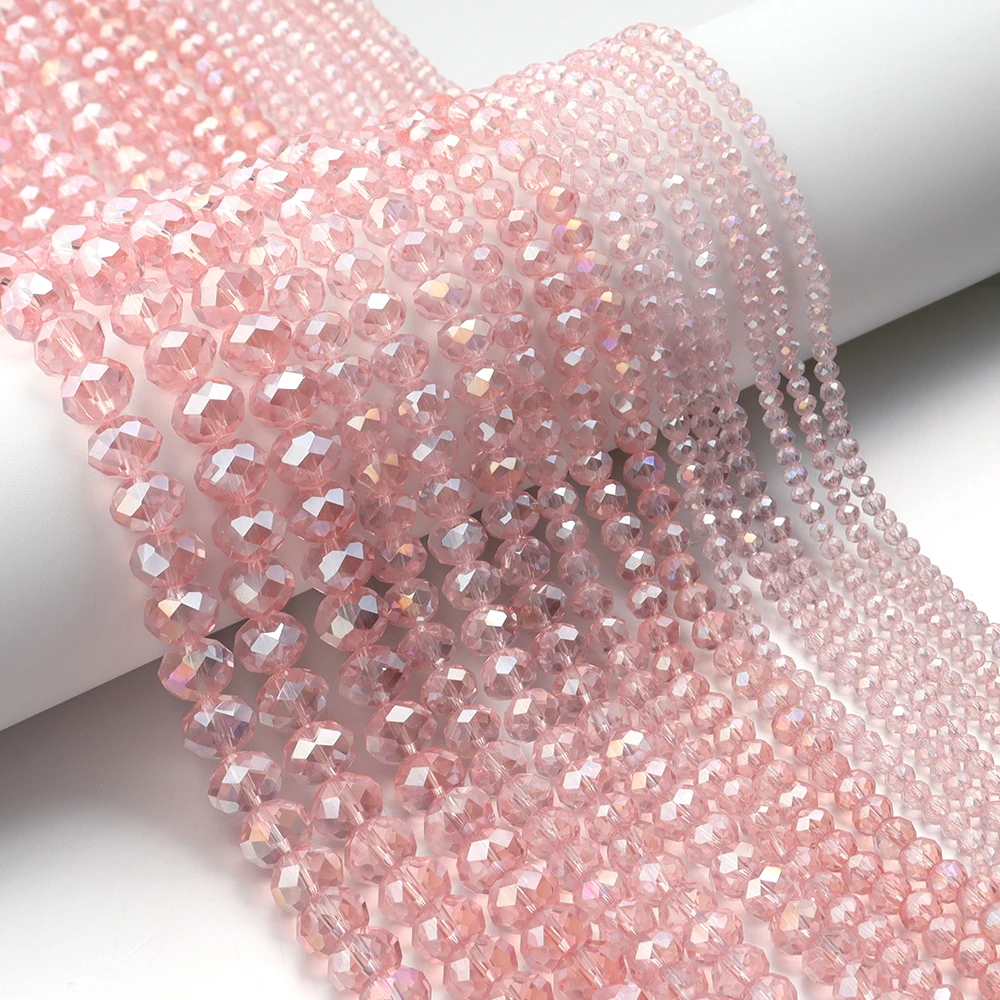 3 4 6 8 10mm Rondelle Faceted Crystal Beads Transparent Wate