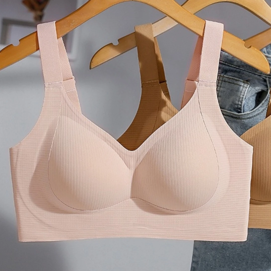 Bra Fixed Cup-lifting Non-Marking Plus Size Gathering Non-rimless Jelly Soft Support Underwear