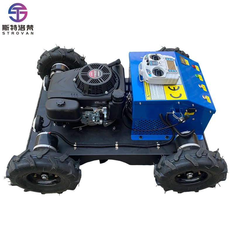 

STLF самоходная 196CC промышленная роботизированная дробилка для газона фруктовый лес многофункциональная прополочная машина с дистанционным управлением четырехколесный газон Mo