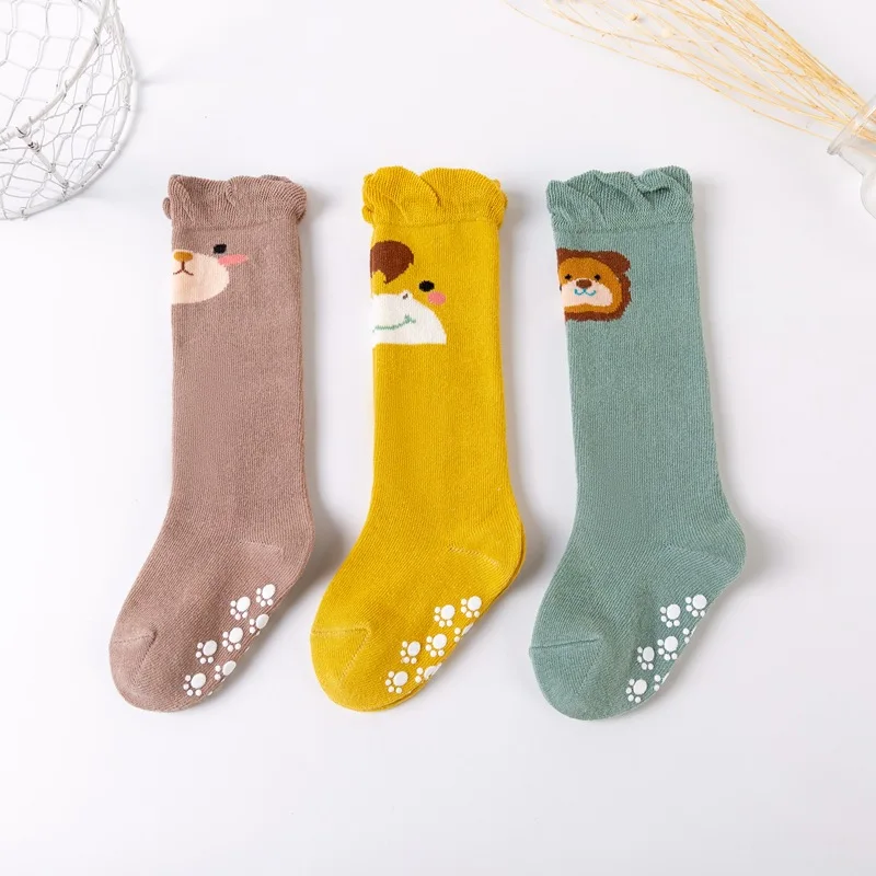 Calcetines de bebé, medias de otoño para bebé, artículos antideslizantes de algodón para bebé, calcetines de suelo, accesorios para bebé, calcetines para recién nacido, 3 pares