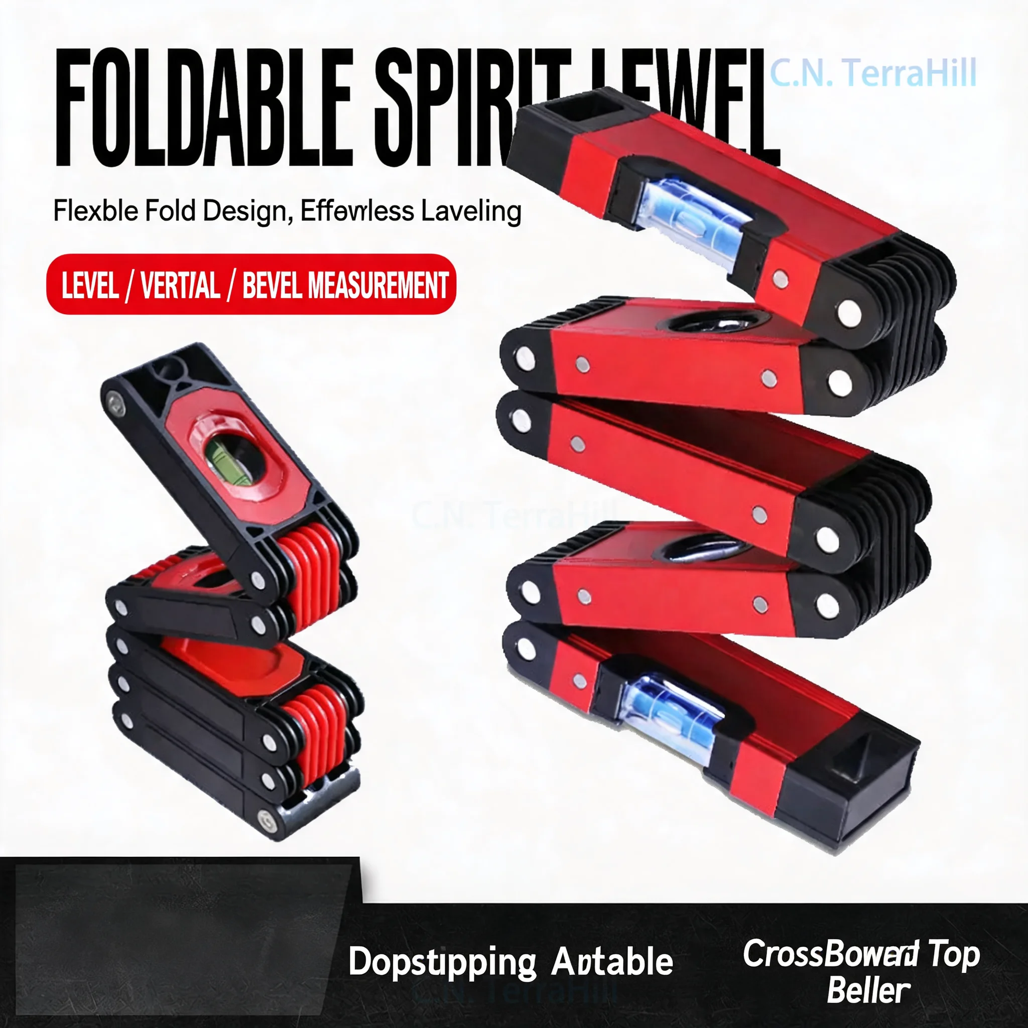 Aluminum Alloy Folding Spirit Level Multi-Angle High Precision Carpenter Measuring Tool for Construction Decoration