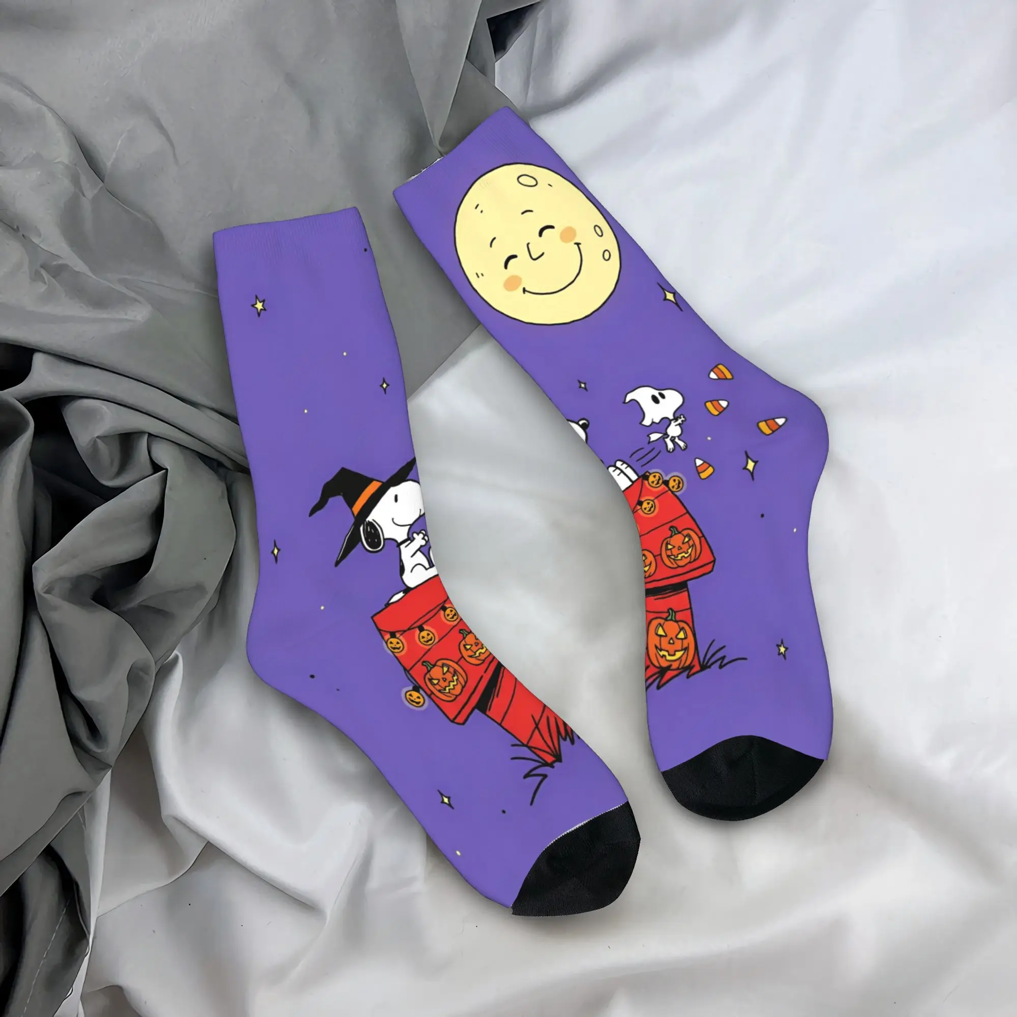 

Носки Snoopys с героями мультфильмов на Хэллоуин для женщин и мужчин, всесезонные хлопковые носки для экипажа, впитывающие пот
