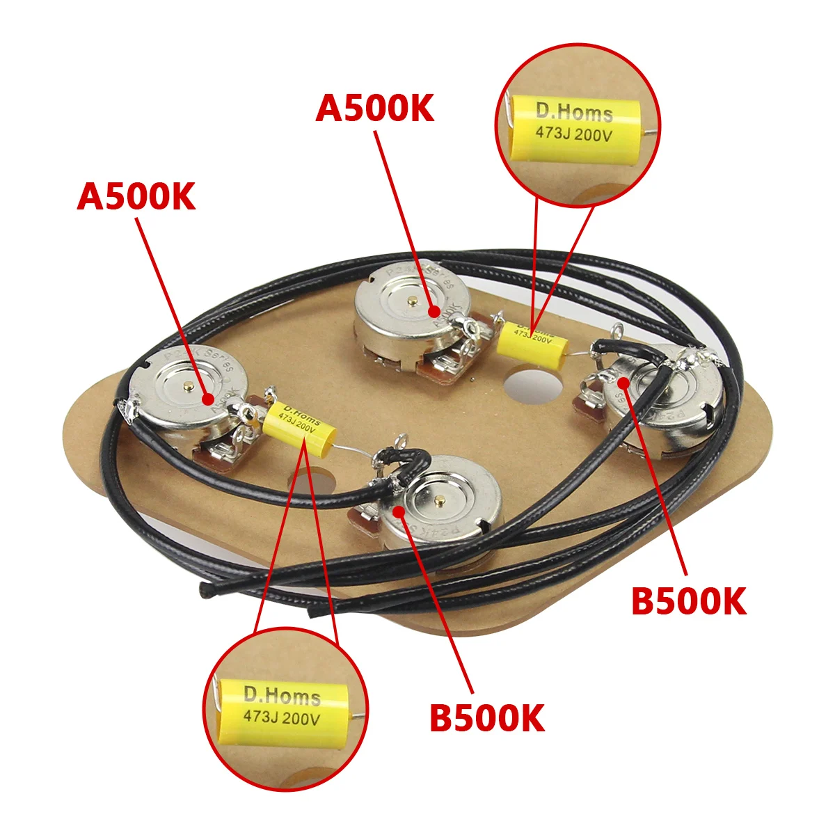 NEW 2T2V Prewired Wiring Harness Kit 500K 3-Way Switch for LP Electric Guitar