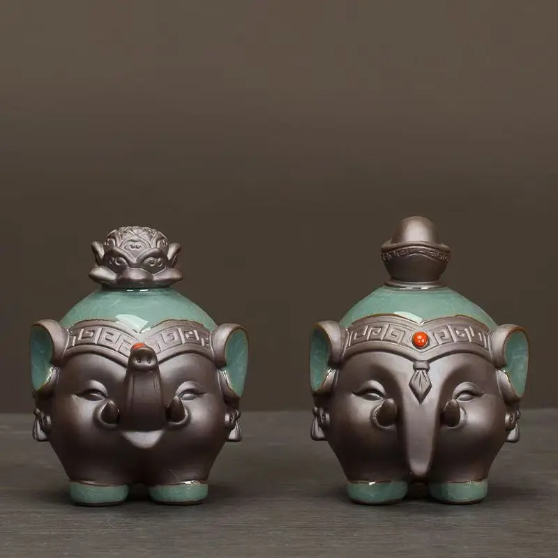 

Lucky Elephant Statue Sculpture, Ceramics Feng Shui, Good Fortune Figurine, Home Decoration, Car Shelf Decoration, Office Deco