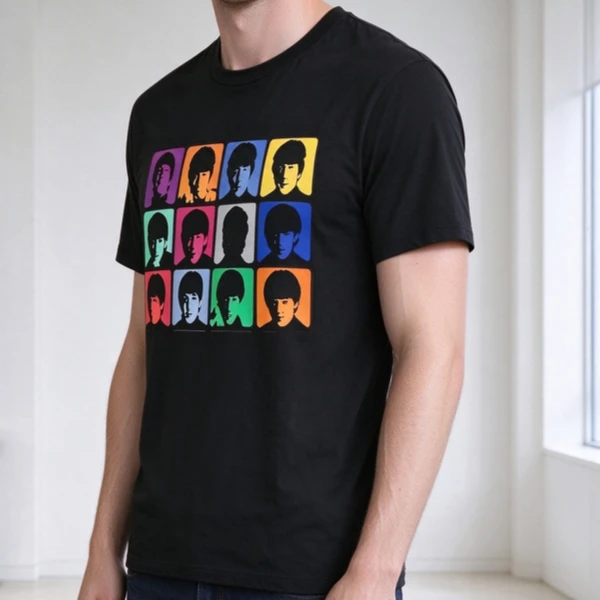 Colorful Pop Art Grid The Beatles Portrait Graphic T Shirt Rock Music Fans Unisex Casual Short Sleeve Tee Harajuku Y2k Top