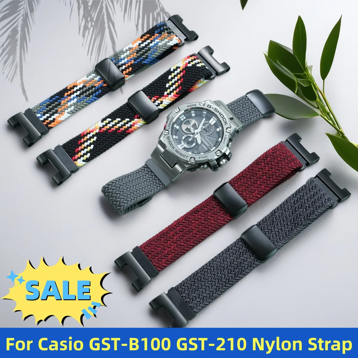 

GST-B100 Elastic Nylon Watch Band For Casio GST-210/W120L/S130L/S310 GSTB100 Sports Breathable Nylon Strap 26MM Soft Wristband