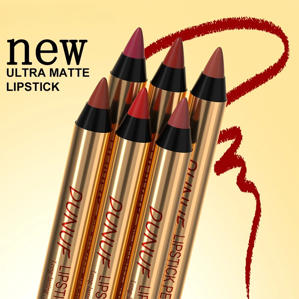 6-kleuren matte lipliner Langdurig waterdicht overdrachtbestendig fluwelen afwerking Lipmake-uppotlood voor nauwkeurige definitie