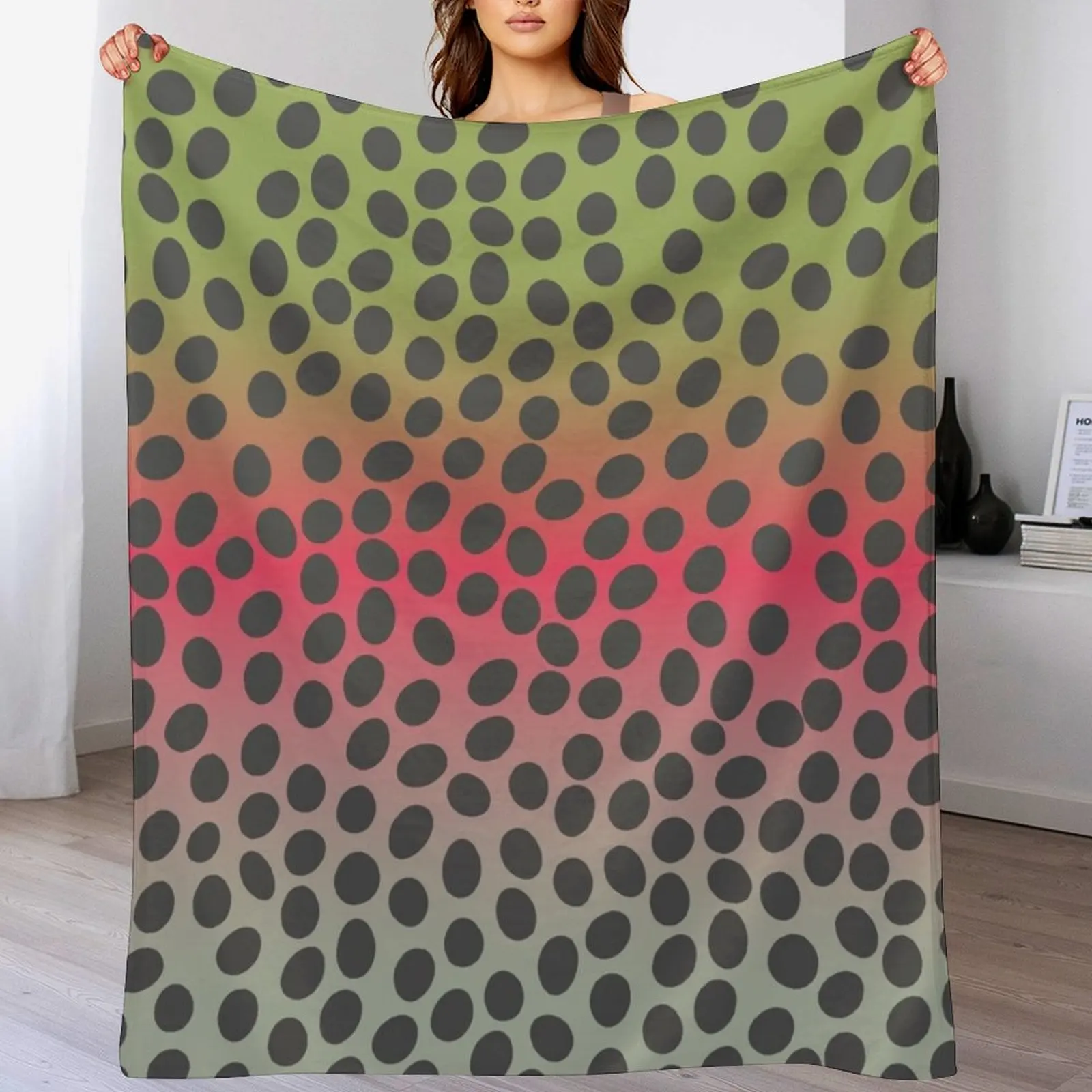 Rainbow Trout Skin Throw Blanket for winter Furrys Blankets