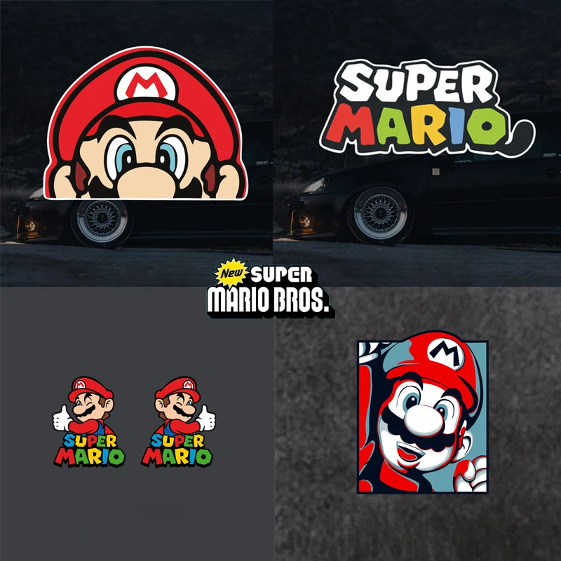 Super Mario Bros. Personality Creative Stickers Game Cartoon Characters Car Window Glass Decorative Waterproof Stickers