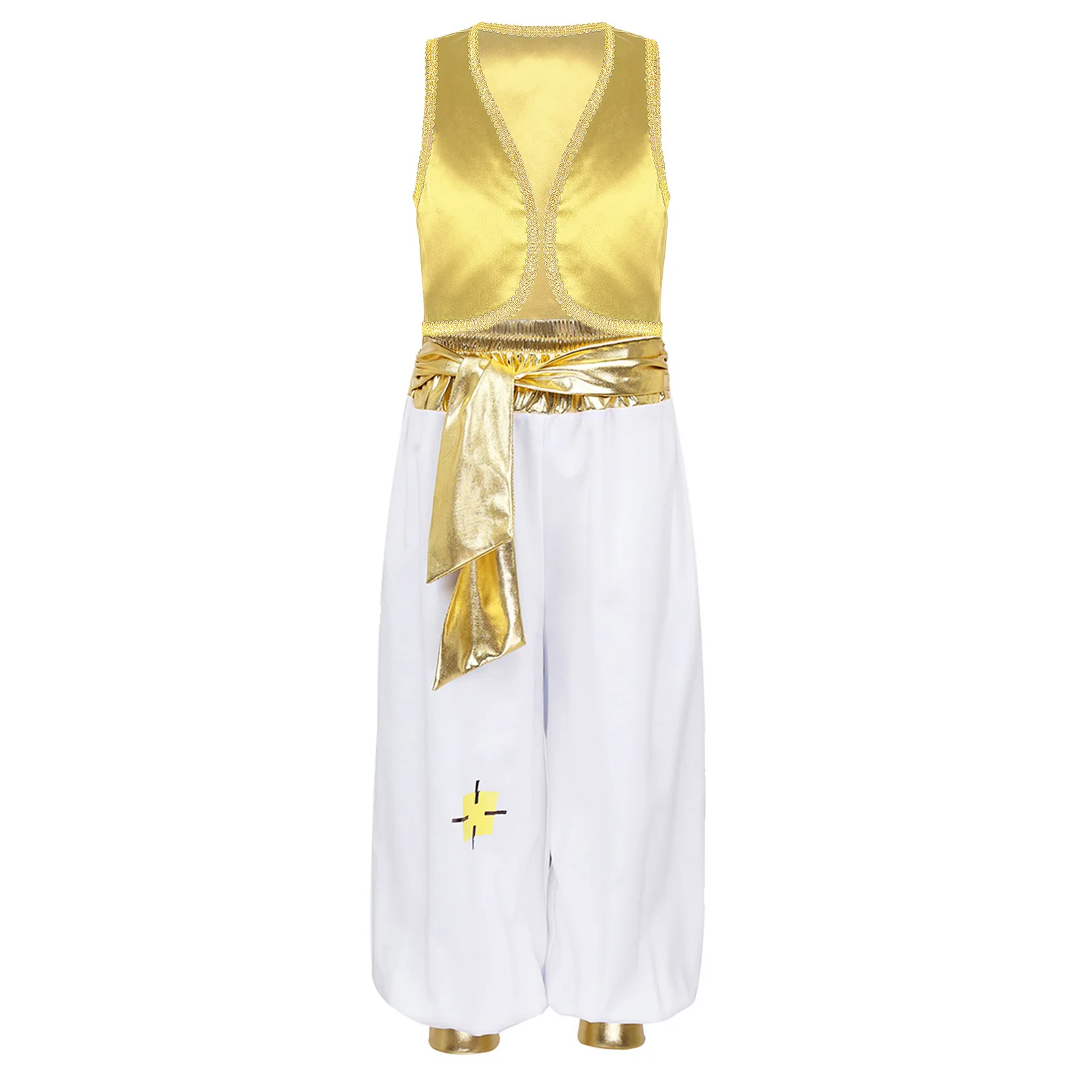 Kids Fancy Arabian Prince Cosplay Costume Sleeveless Waistcoat Pants Children Boys Mythical Prince Halloween Carnival Outfits