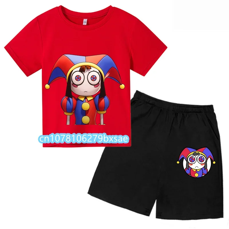 Traje de camiseta de circo Digital para niños y niñas, camiseta de dibujos animados personalizada para niños, conjuntos de moda de manga corta, nuevo increíble