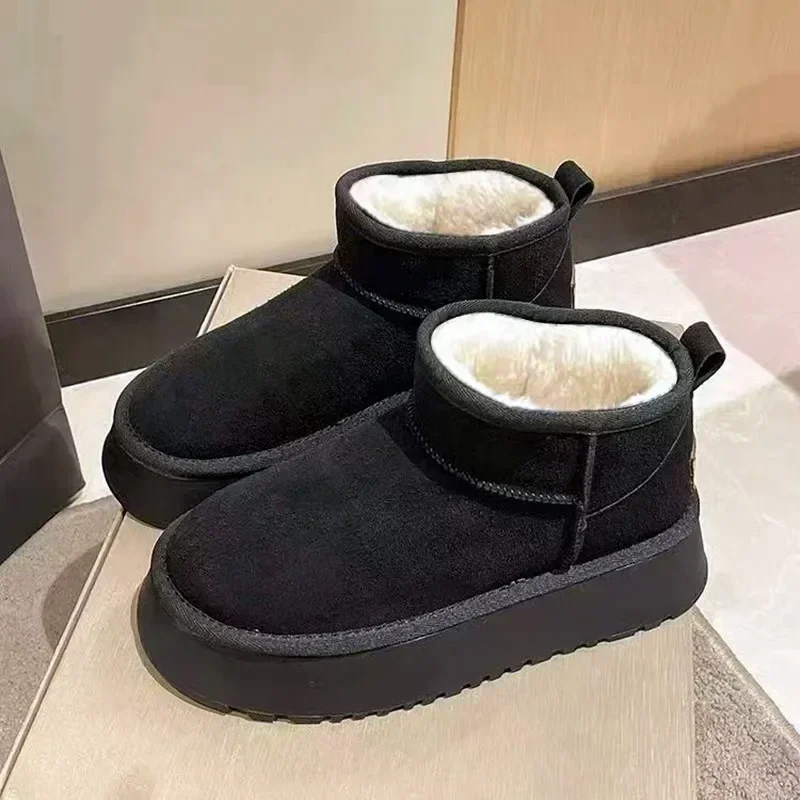Classic Warm Snow Boots Women Winter Waterproof Anti-slip Cotton Fluff Padded Thickened Chunky Platform Ankle Boots Botas Mujer