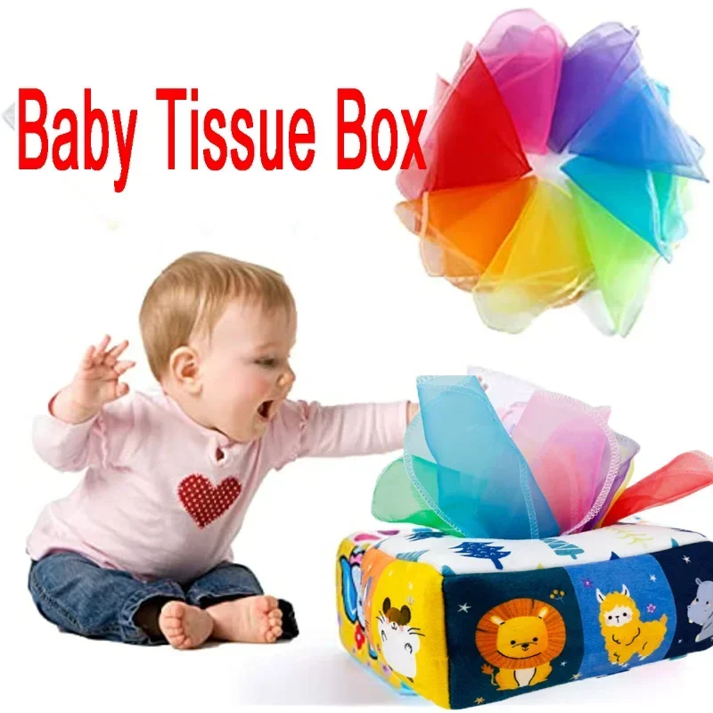 Baby Montessori Boxes Baby Toys Infant Pull Along Magic Tissue Box Montessori Toy 6-12 Months Development Sensory Toys Baby Game