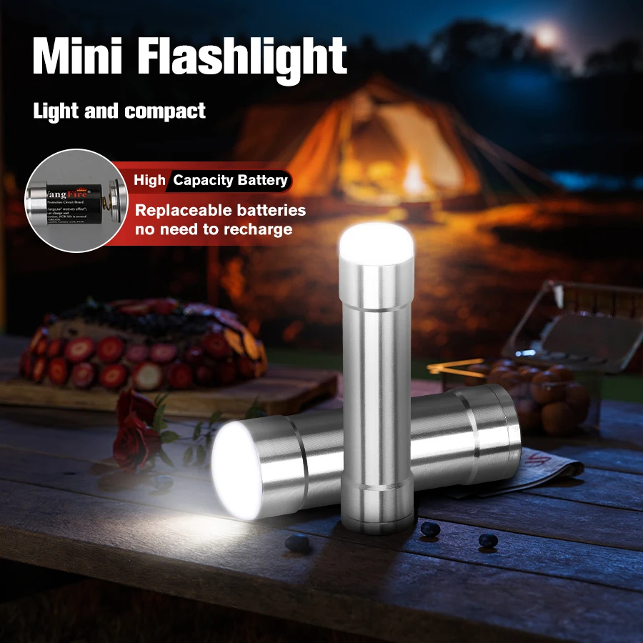 Powerful Mini Led Flashlight Built in 26650 5000mAh Capacity Battery Protable Aluminum Working Torch for Outdoor Camping Lamp