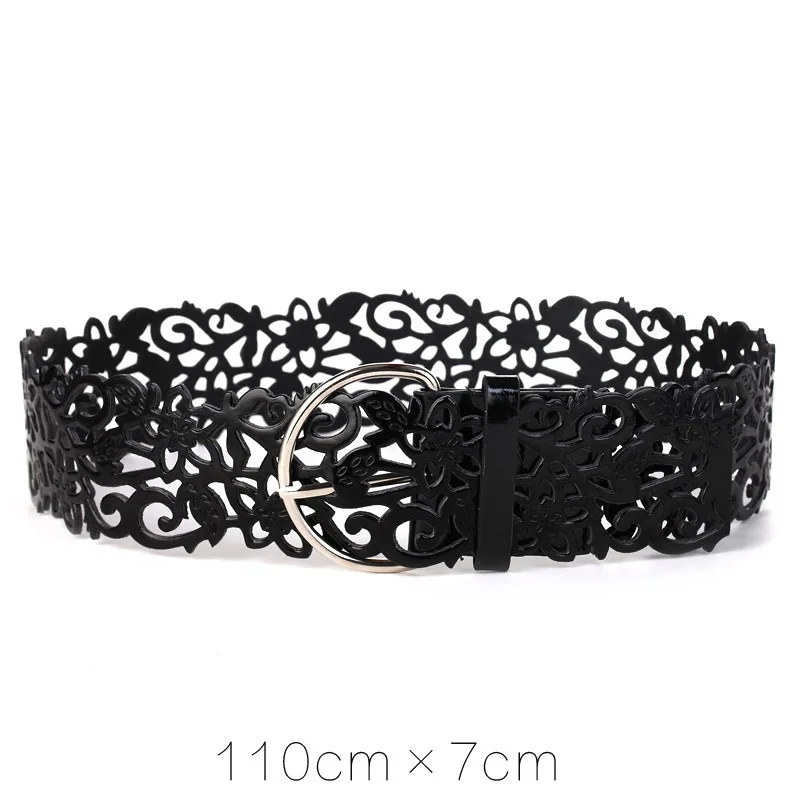 

Ultra wide women's fashionable waistband with hollowed out belt, Korean version belt, faux leather waist decoration