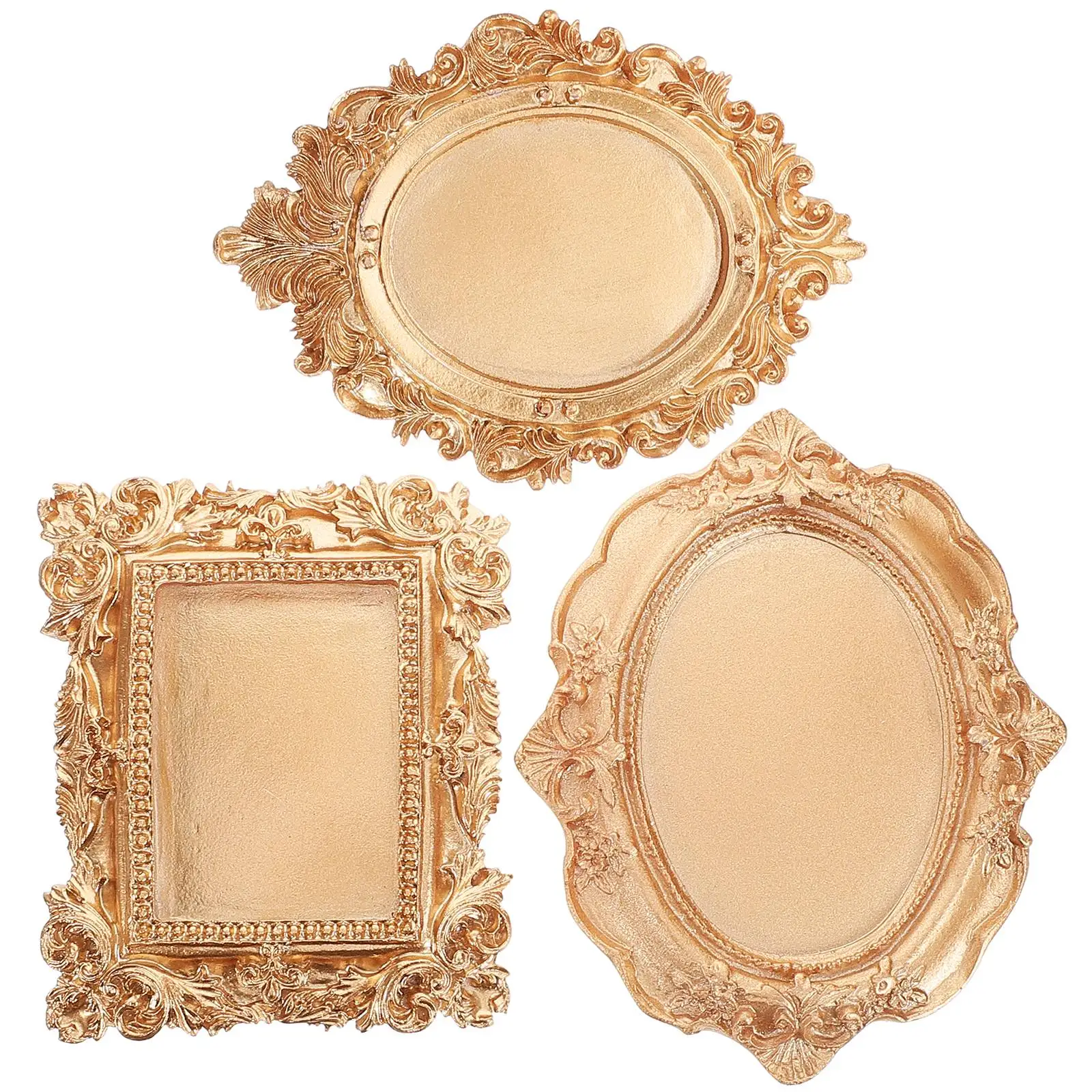 

3 Pcs Jewelry Storage Tray Vintage Resin Decor Necklace Display Stand Ring Dish Holder Space Saving Design Durability
