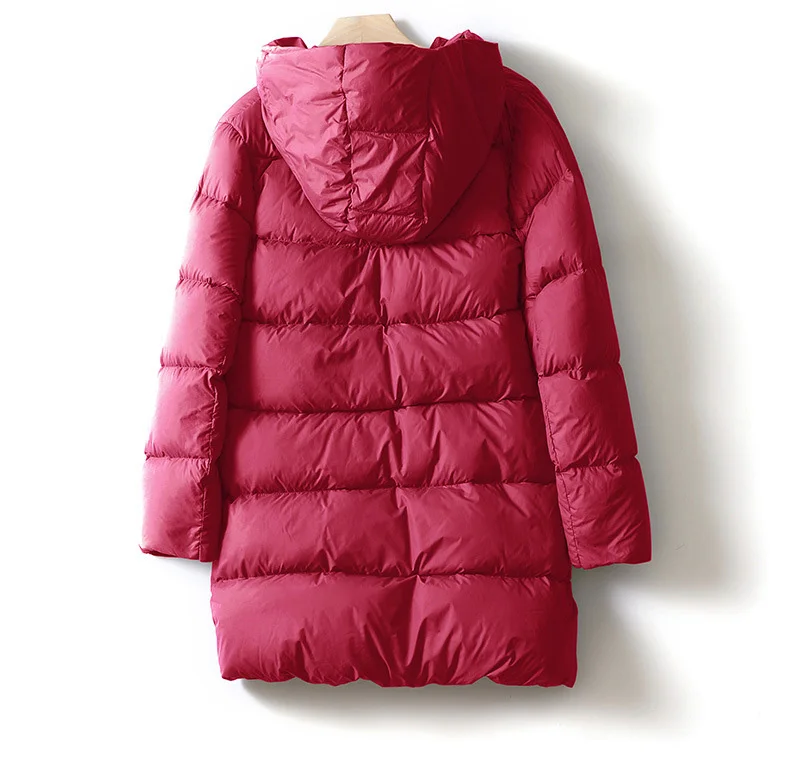 Schinteon Women Ultralight White Duck Down Jacket with Hood 2026 New Autumn Winter Warm Casual Outwear Solid Color Simple Coat