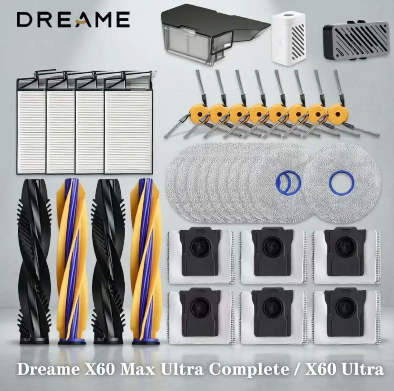 Dreame X60 Ultra/X60 Master/X60 Max Ultra Accessory Robot Vacuums Cleaner Dust Bag Main Side Brush Hepa Filter Mop Cloths Spare