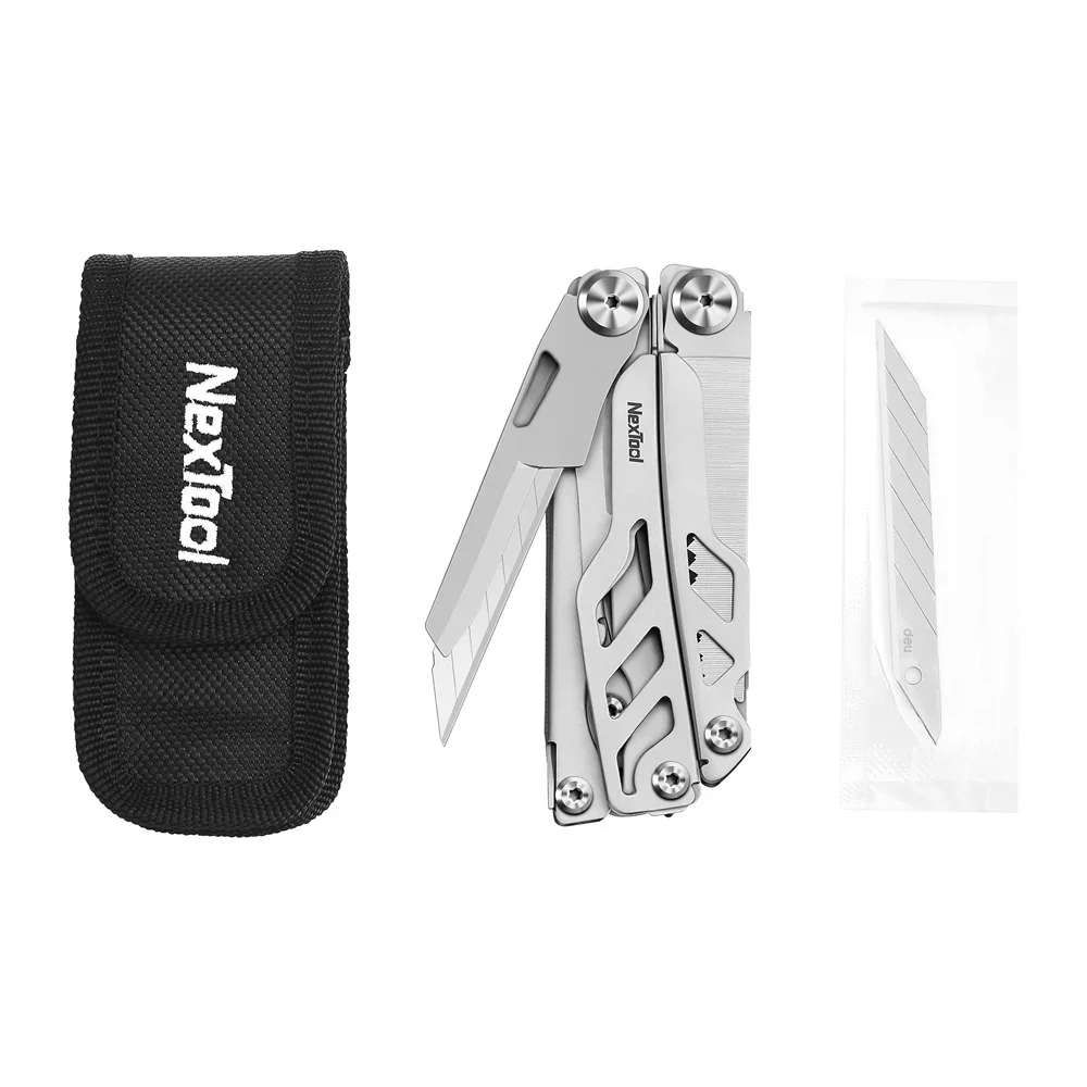 Imagem -06 - Nextool-flagship Pro 16 em Multiferramentas Lâmina Extra Faca Substituível Faca Dobrável Edc Tesoura Braçadeira Multi Ferramentas Alicate Clip