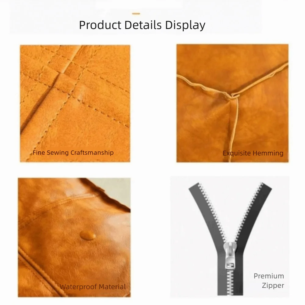 Modern Non-Slip Storage Stool Waterproof Large Capacity PU Leather Ottoman Thicken Stackable Unstuffed Cushion Cover Home