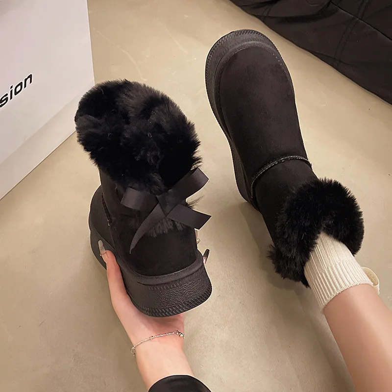 Snow Boots for Women 2025 Winter New Cashmere Warm Thick Soles Without Heel-covered  Cotton Shoes for Women Snow boots view 5