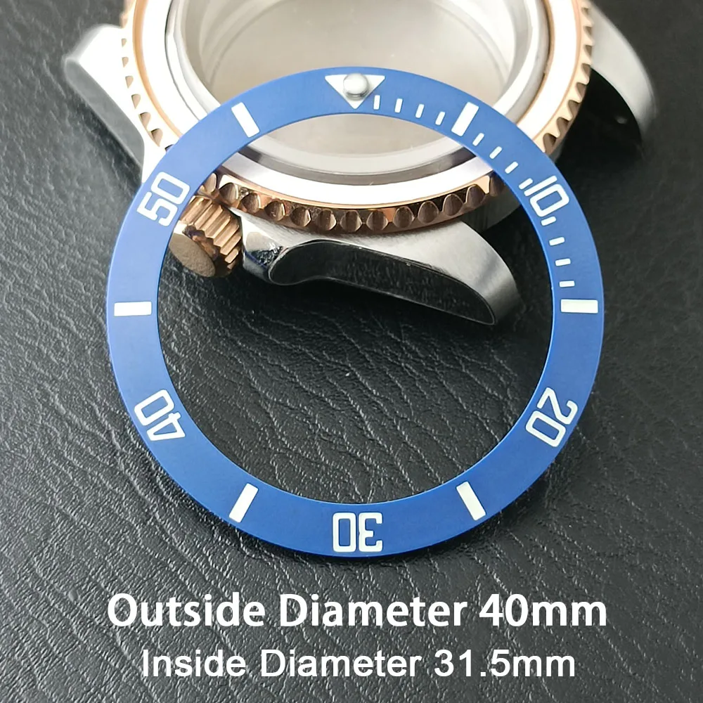 Schräge 40 mm * 31,5 mm grüne/schwarze/rote/blaue Keramik-Lünetteneinlage für Uhren, zum Ersetzen des Zifferblatts, Uhrenlünetteneinlagen – Detail 8