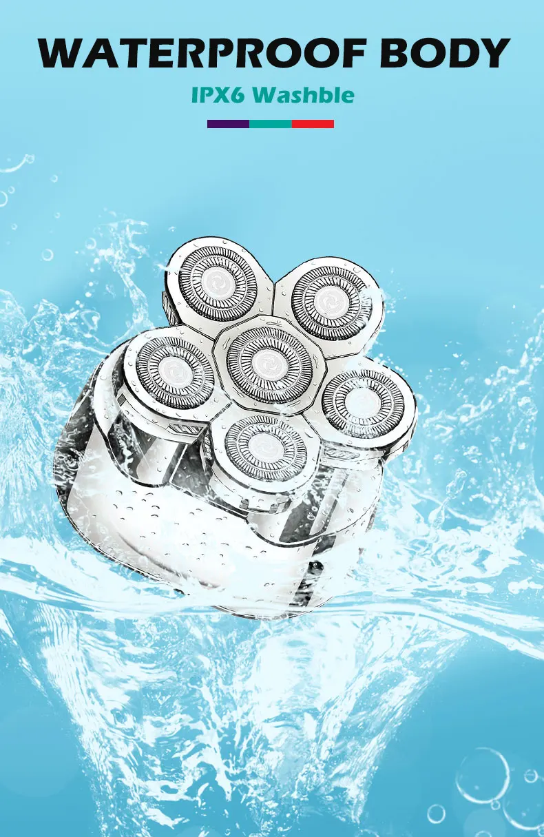 VGR 395 USB شفرات حلاقة احترافية دوارة مقاومة للماء وقابلة لإعادة الشحن ماكينة حلاقة كهربائية للرجال