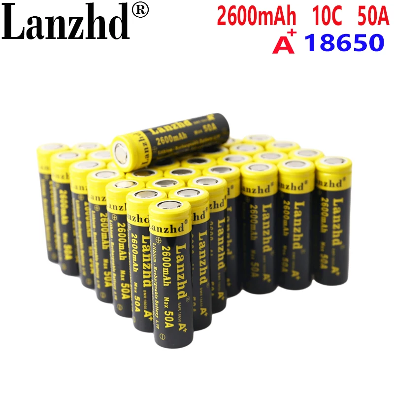 

20PCS 10C 18650 Batteries li ion 26A 3.7V 2600mA 10C current lithium battery for Electric Drill scooter tools Toy Car LED