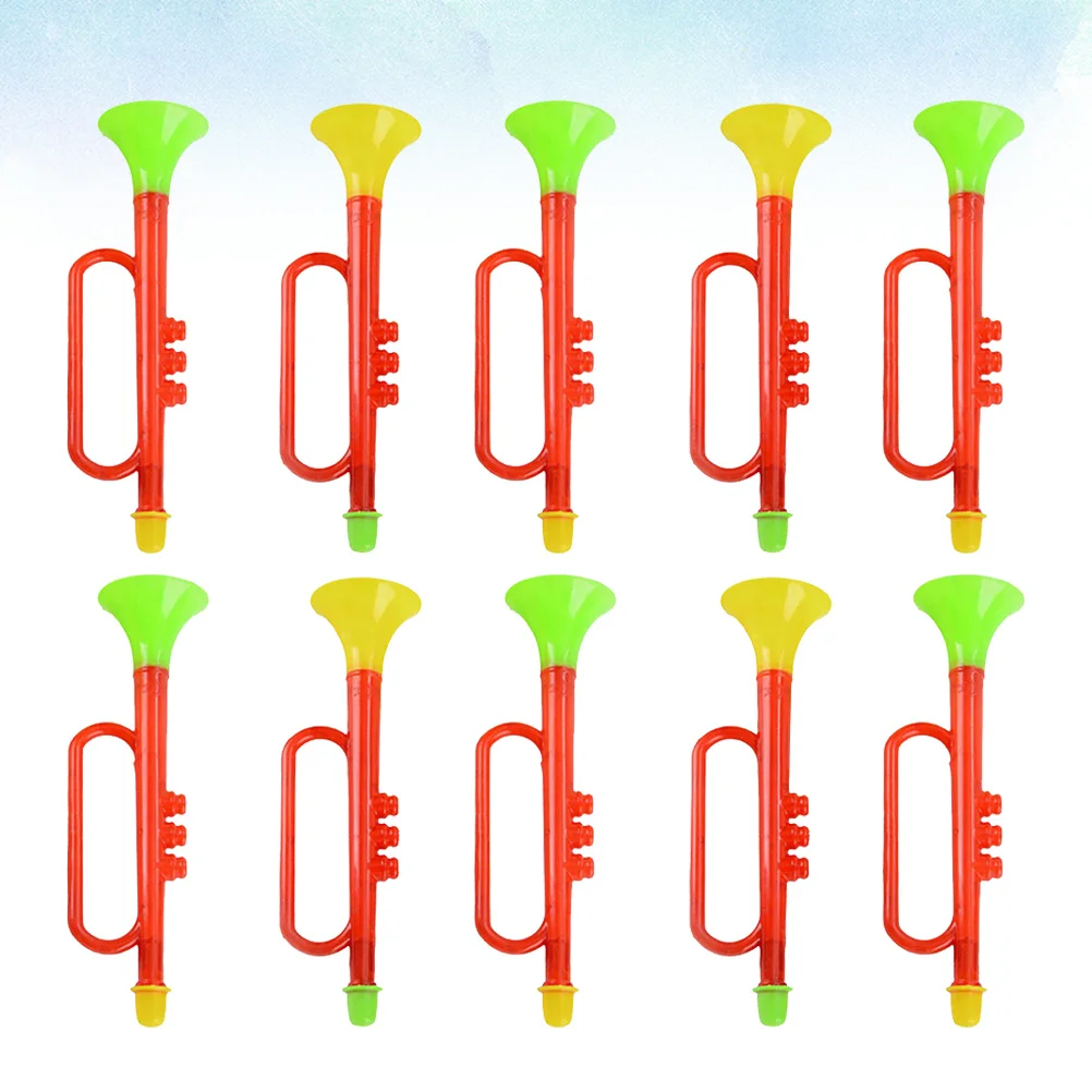 10 stuks kinderen plastic trompet muziekinstrument leuk educatief cadeau voor kinderen verjaardag willekeurige kleur