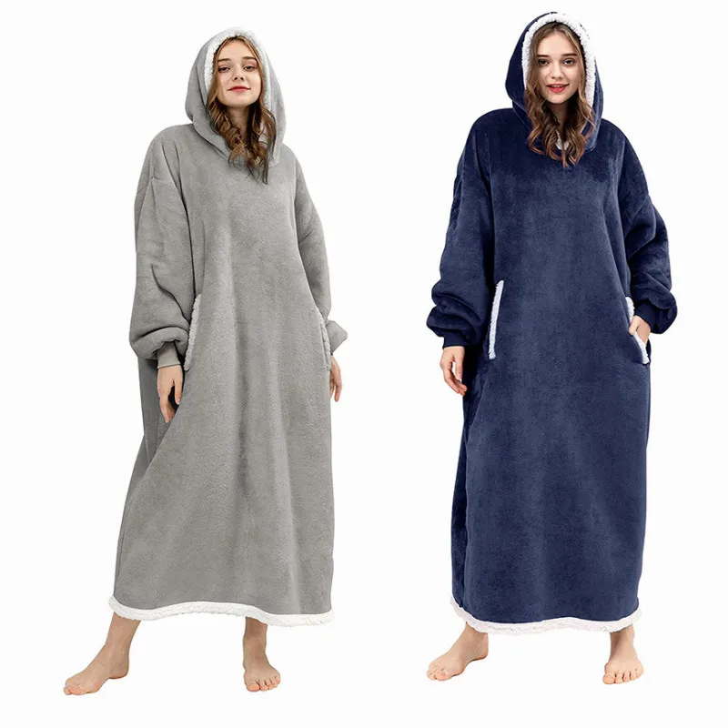 

2023 Blanket with Sleeves Women Oversized Winter Hoodie Fleece Warm Hoodies Sweatshirts TV Blanket Women Hoody Robe Couple Men